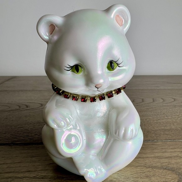 Fenton Bear Opal Iridescent 1993 T Watson Red Birthstone Necklace Sticker - Picture 2 of 7